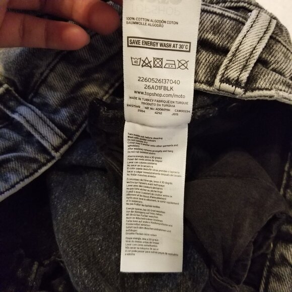 Topshop W28 Cut Off Distressed Black/Grey Denim Shorts High Waisted Women Jorts - Picture 5 of 8